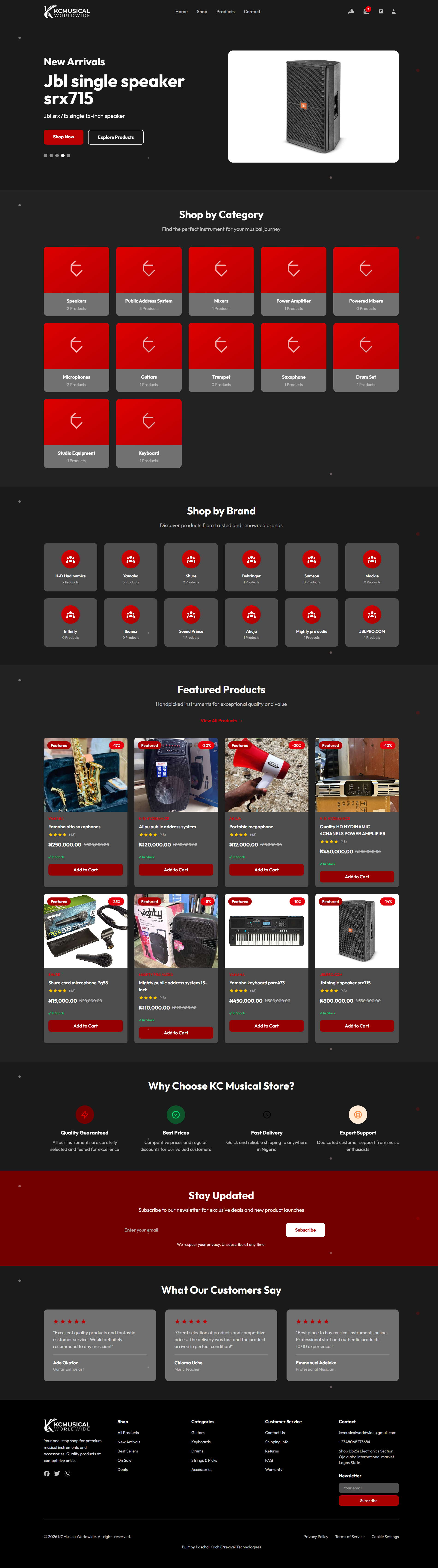 Kcmusical ecommerce dashboard mockup